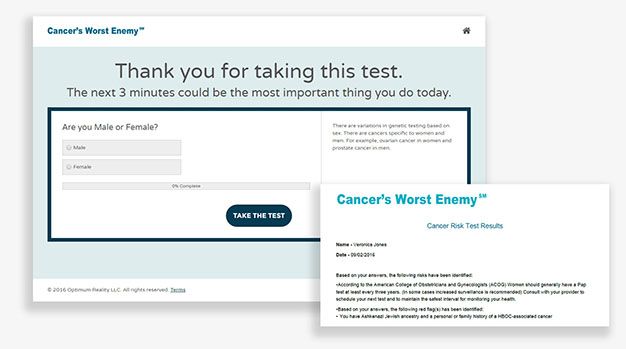 Cancers Worst Enemy Gynecologic Cancer Risk Test Assessment and Report